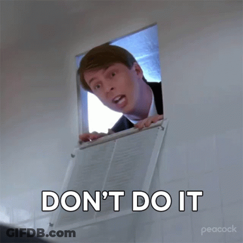 Man In Gas Mask Sitting On Toilet Get Out Of Here Stalker GIF