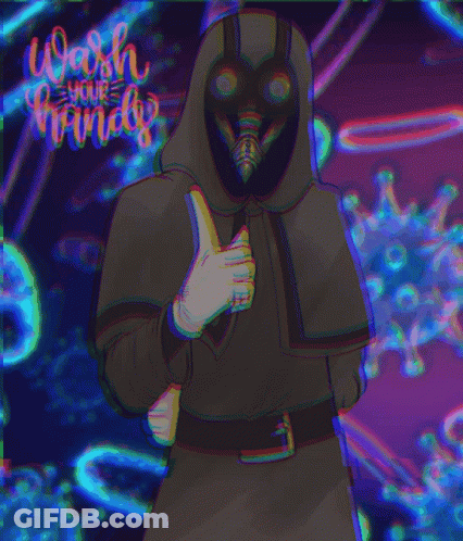 Man In Gas Mask Wash Your Hands GIF