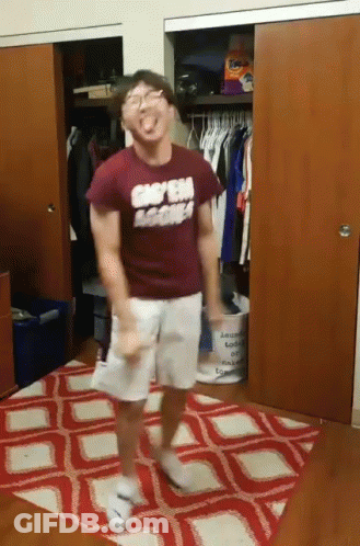 Man In Gay Em Agony Shirt Dancing In Closet GIF