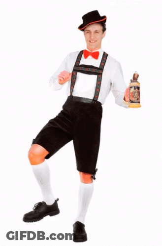 Man In German Costume Holding Beer GIF