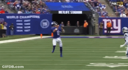 Man In Giants Jersey Holding Sign I Love Daniel Jones And Darius Slayton GIF