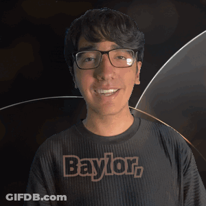 Man In Glasses And Black Baylor Shirt GIF