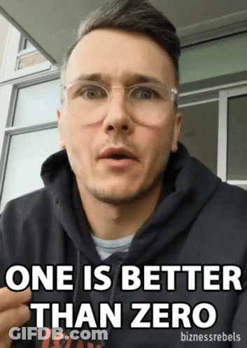 Man In Glasses And Black Hoodie Says One Is Better Than Zero GIF