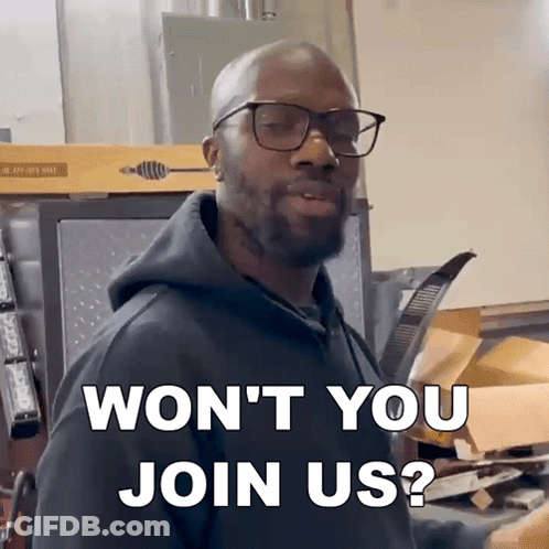 Man In Glasses And Black Hoodie Says Won't You Join Us GIF