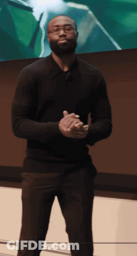 Man In Glasses And Black Shirt Clapping GIF