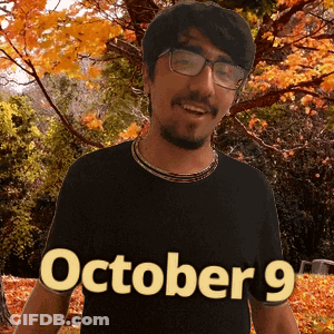 Man In Glasses And Black Shirt With October 9 GIF