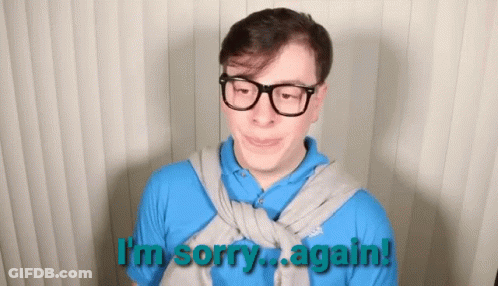 Man In Glasses And Blue Shirt Saying I'm Sorry Again GIF