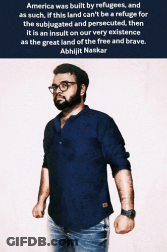 Man In Glasses And Blue Shirt With Abhijit Naskar Quote GIF