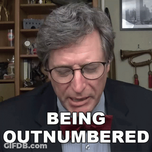 Man In Glasses And Bow Tie Saying Being Outnumbered GIF