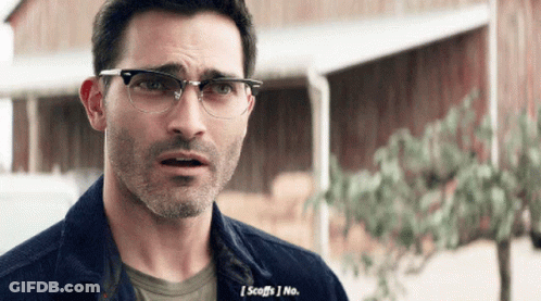 Man In Glasses And Denim Jacket Says Scotts No GIF