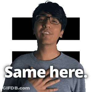 Man In Glasses And Gray Sweater Says Same Here GIF