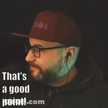 Man In Glasses And Hat Pointing Up Saying That's A Good Point GIF