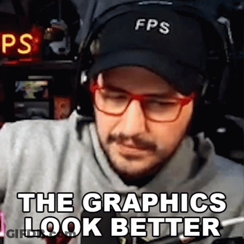 Man In Glasses And Hat Saying The Graphics Look Better GIF