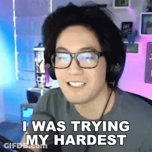 Man In Glasses And Headphones Saying I Was Trying My Hardest GIF