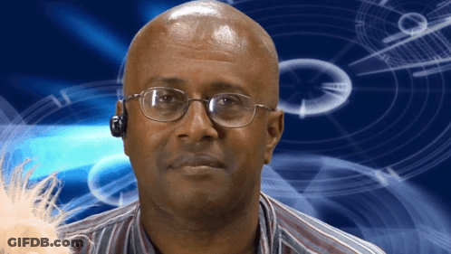 Man In Glasses And Headset Blue Background GIF