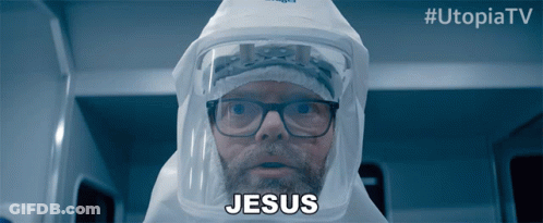 Man In Glasses And Helmet Saying Jesus GIF