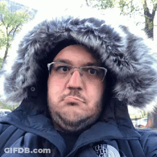Man In Glasses And North Face Fur Hooded Jacket GIF