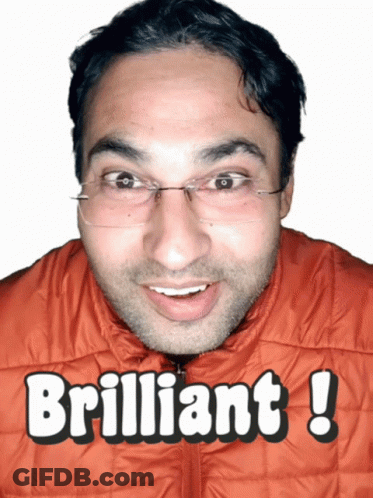 Man In Glasses And Orange Jacket Saying Brilliant GIF