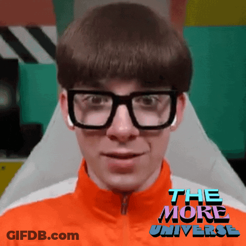 Man In Glasses And Orange Jacket Saying The More Universe GIF