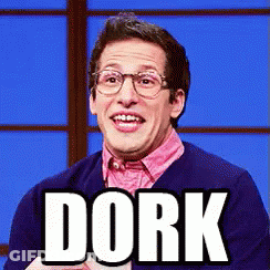 Man In Glasses And Pink Shirt Saying Dork GIF