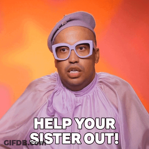Man In Glasses And Purple Shirt Says Help Your Sister Out GIF