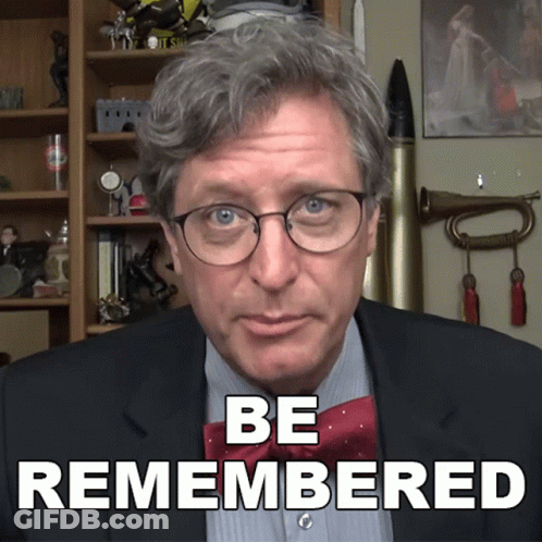 Man In Glasses And Red Bow Tie Says Be Remembered GIF