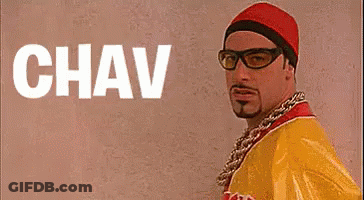 Man In Glasses And Red Hat Saying Chav GIF
