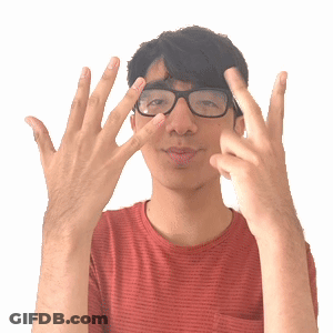 Man In Glasses And Red Shirt Making Hand Gesture GIF