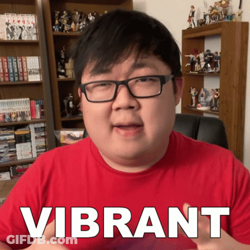 Man In Glasses And Red Shirt Saying Vibrant GIF