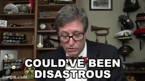 Man In Glasses And Suit Says Could've Been Disastrous GIF