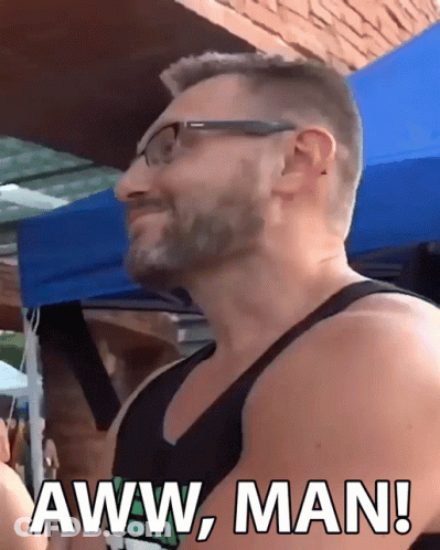 Man In Glasses And Tank Top Saying Aww Man GIF