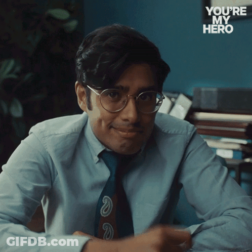 Man In Glasses And Tie Saying You're My Hero GIF