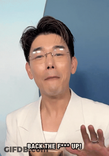Man In Glasses And White Jacket Says Back The F Up GIF
