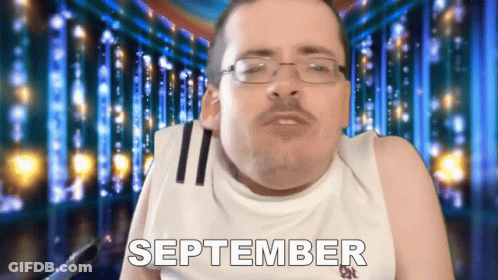 Man In Glasses And White Tank Top Saying September GIF