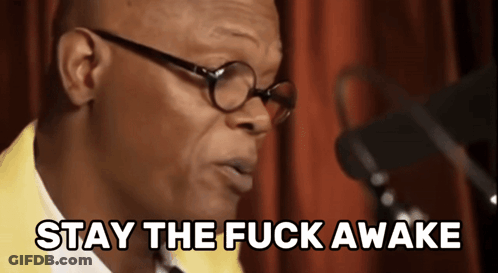 Man In Glasses And Yellow Jacket Saying Stay The Fuck Awake GIF