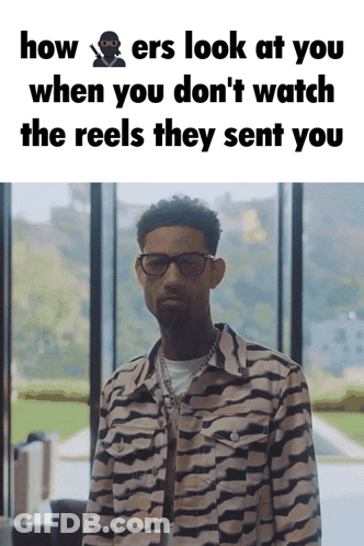 Man In Glasses And Zebra Print Shirt Says How Ers Look At You When You Don't Watch GIF