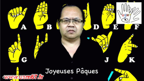 Man In Glasses Before Sign Language Display GIF