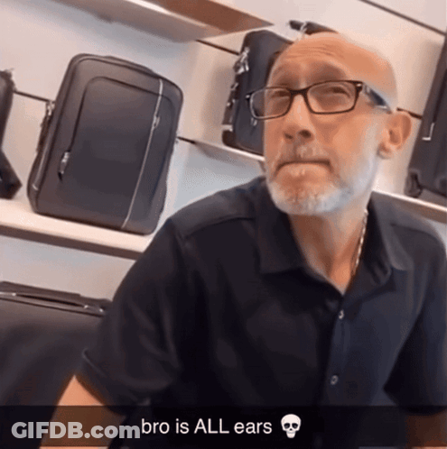 Man In Glasses Black Shirt Bro Is All Ears GIF