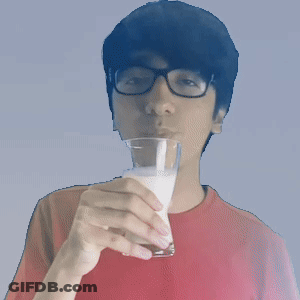 Man In Glasses Drinking Milk GIF