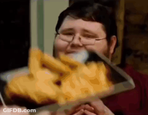 Man In Glasses Eating Lots Of Food GIF
