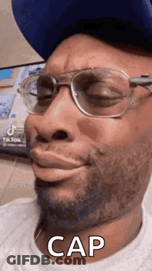 Man In Glasses Hat Funny Face Saying Cap GIF
