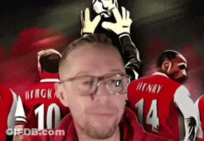 Man In Glasses In Front Of Soccer Collage Henry 14 And Henry 10 GIF