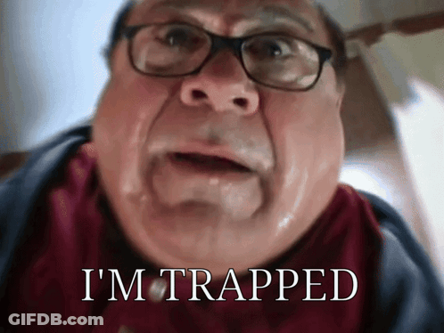 Man In Glasses Says I'm Trapped GIF