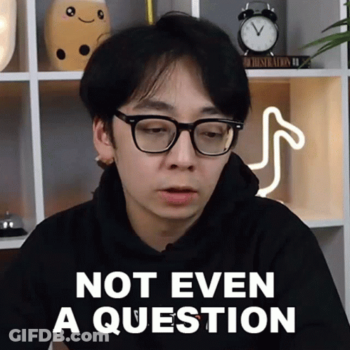 Man In Glasses Says Not Even A Question In Front Of Clock GIF