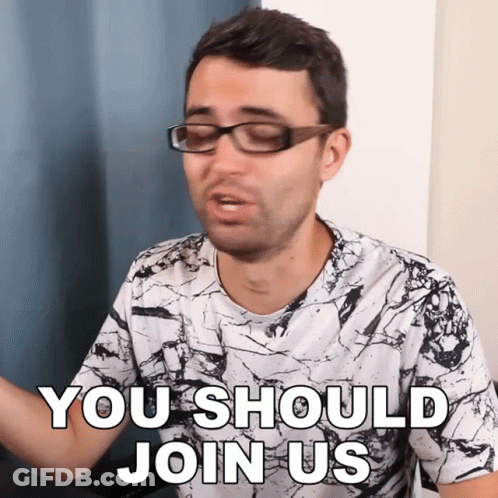 Man In Glasses Shirt Says You Should Join Us GIF