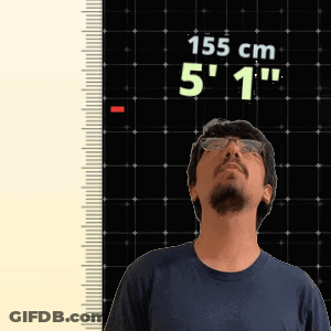 Man In Glasses Standing By Ruler Saying 155 Cm 5'1 GIF