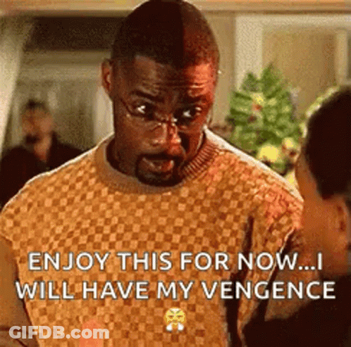 Man In Glasses Talking To Woman Says Enjoy This For Now I Will Have My Vengeance GIF