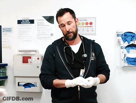 Man In Gloves In Front Of Your Pain Sign GIF