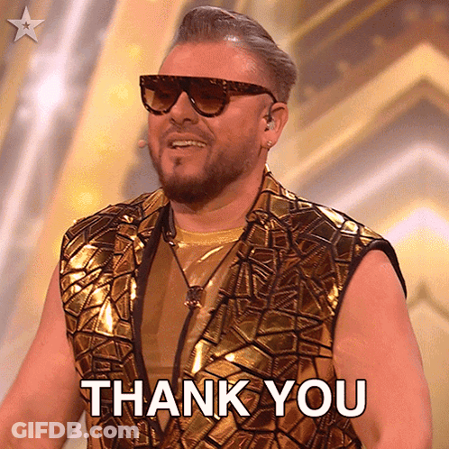 Man In Gold Vest And Sunglasses Says Thank You GIF
