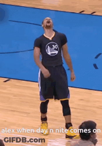 Man In Golden State Warriors Jersey On Basketball Court GIF